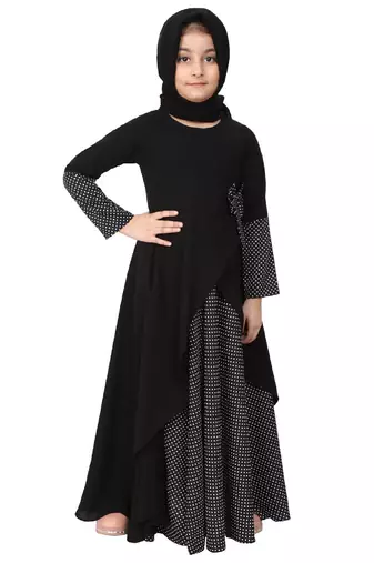 Asymmetrical dress for kids- black