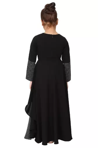 Asymmetrical dress for kids- black