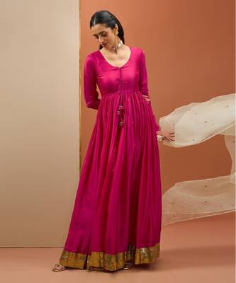 Hot pink lampi anarkali set 1