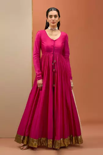 Hot pink lampi anarkali set