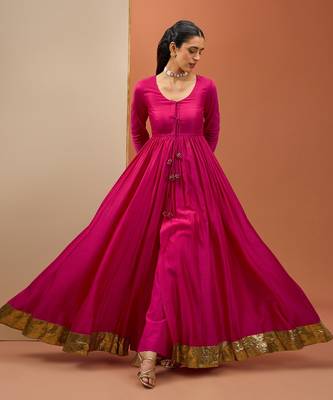Hot pink lampi anarkali set 4
