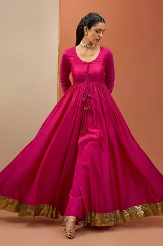 Hot pink lampi anarkali set