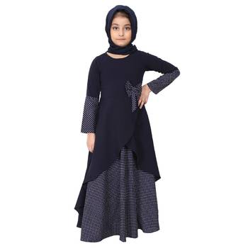 Asymmetrical dress for kids- navy blue 2