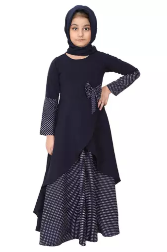 Asymmetrical dress for kids- navy blue