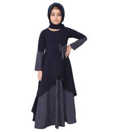 Asymmetrical dress for kids- navy blue