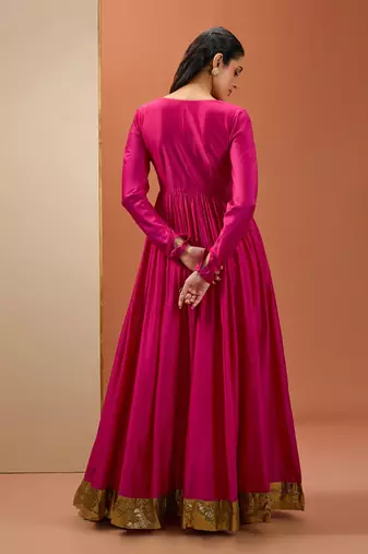 Hot pink lampi anarkali set