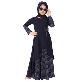 Asymmetrical dress for kids- navy blue 1