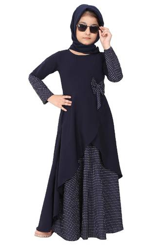 Asymmetrical dress for kids- navy blue