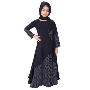 Asymmetrical dress for kids- navy blue 3