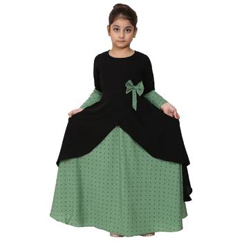 Asymmetrical dress for kids- green-black 4