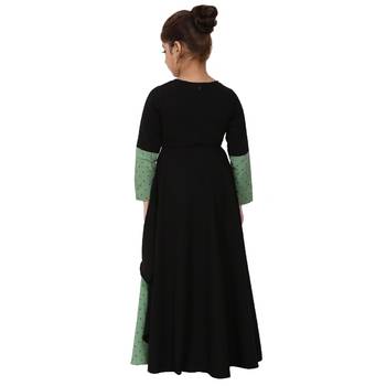 Asymmetrical dress for kids- green-black 5