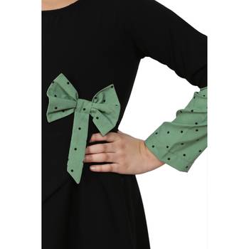 Asymmetrical dress for kids- green-black 6