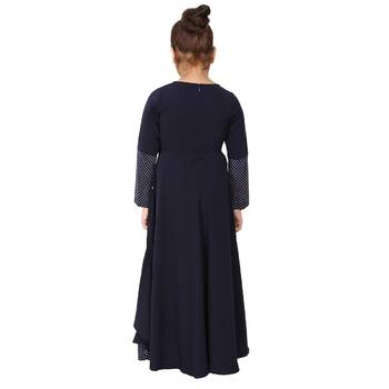 Asymmetrical dress for kids- navy blue 5