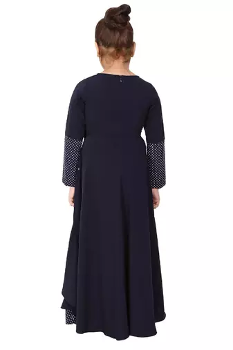 Asymmetrical dress for kids- navy blue