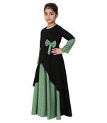 Asymmetrical dress for kids- green-black