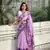 Lavender chanderi cotton pichwai printed saree with zari woven border