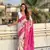Pink tussar silk kalamkari printed saree with zari woven border