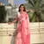 Baby pink chanderi cotton pichwai printed saree with zari woven border