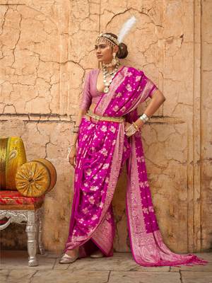 Elora soft georgette all over butta work banarasi saree (pink) 1