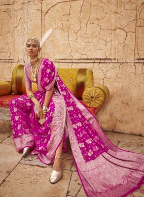 Elora soft georgette all over butta work banarasi saree (pink) 2
