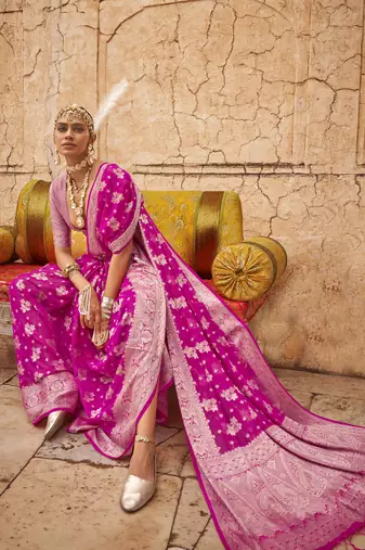 Elora soft georgette all over butta work banarasi saree (pink)