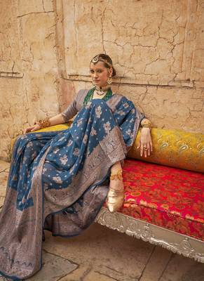 Elora soft georgette all over butta work banarasi saree (blue) 2