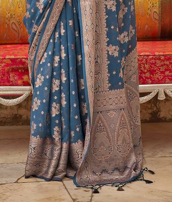 Elora soft georgette all over butta work banarasi saree (blue) 4