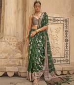 Elora soft georgette all over butta work banarasi saree (green)