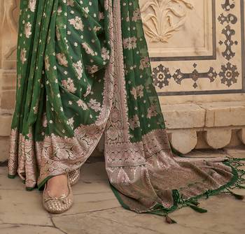 Elora soft georgette all over butta work banarasi saree (green) 4