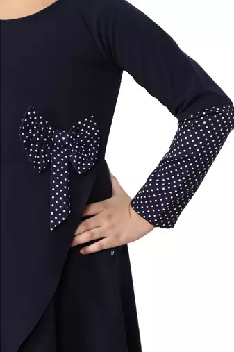 Asymmetrical dress for kids- navy blue