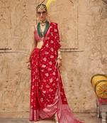 Elora soft georgette all over butta work banarasi saree (red)