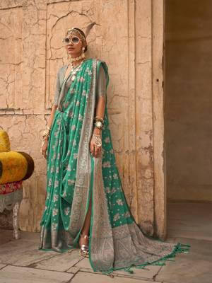 Elora soft georgette all over butta work banarasi saree (light green) 1