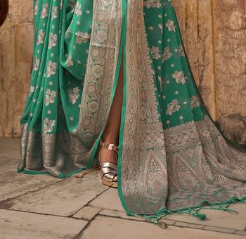 Elora soft georgette all over butta work banarasi saree (light green) 4