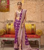 Elora soft georgette all over butta work banarasi saree (purple)
