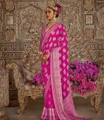 Elora soft georgette butta weaving banarasi saree (pink)