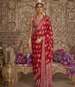 Elora soft georgette butta weaving banarasi saree (red)