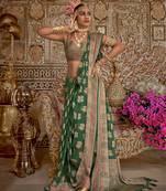 Elora soft georgette butta weaving banarasi saree (dark green)