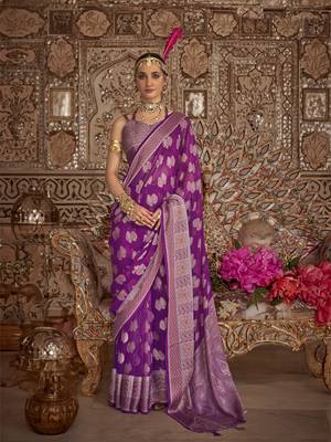 Elora soft georgette butta weaving banarasi saree (purple) 1