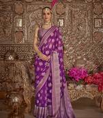 Elora soft georgette butta weaving banarasi saree (purple)
