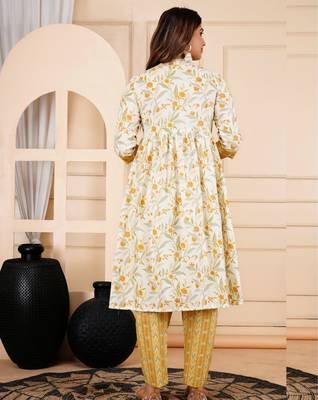 Jaipurite women cotton alia cut jaipurite embroidered dupatta set 2