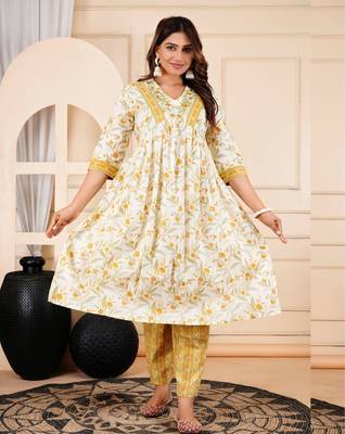 Jaipurite women cotton alia cut jaipurite embroidered dupatta set 4