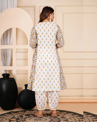 Jaipurite women cotton embroidered printed afghani dupatta set 2