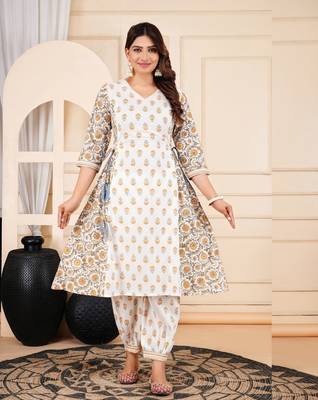 Jaipurite women cotton embroidered printed afghani dupatta set 3