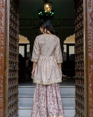 Jaipurite women embroidered  alia cut kurta & flared sharara with dupatta 2
