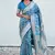 Butterfly blue banarasi jaal satin silk pink zari woven saree