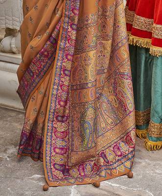 Elora soft silk butta & pashmina printed saree (orange) 4