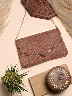 Kooky copper spectrum bead work satin sling bag 1