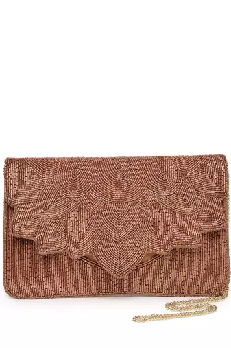 Kooky copper spectrum bead work satin sling bag