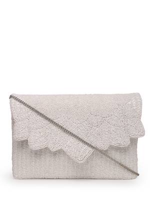 Kooky white spectrum bead work cotton canvas sling bag 3