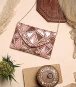 Kooky dusty pink, pale gold & copper lane's net sequinned cotton canvas sling bag